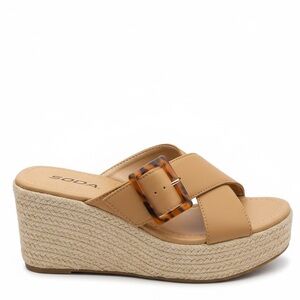 Soda Tan Wedge Sandals 8